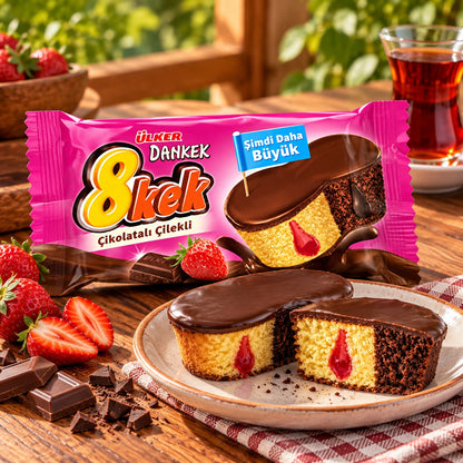 Ülker Dankek 8Kek Cioccolato e Fragola – Tortina Ripiena 55 g