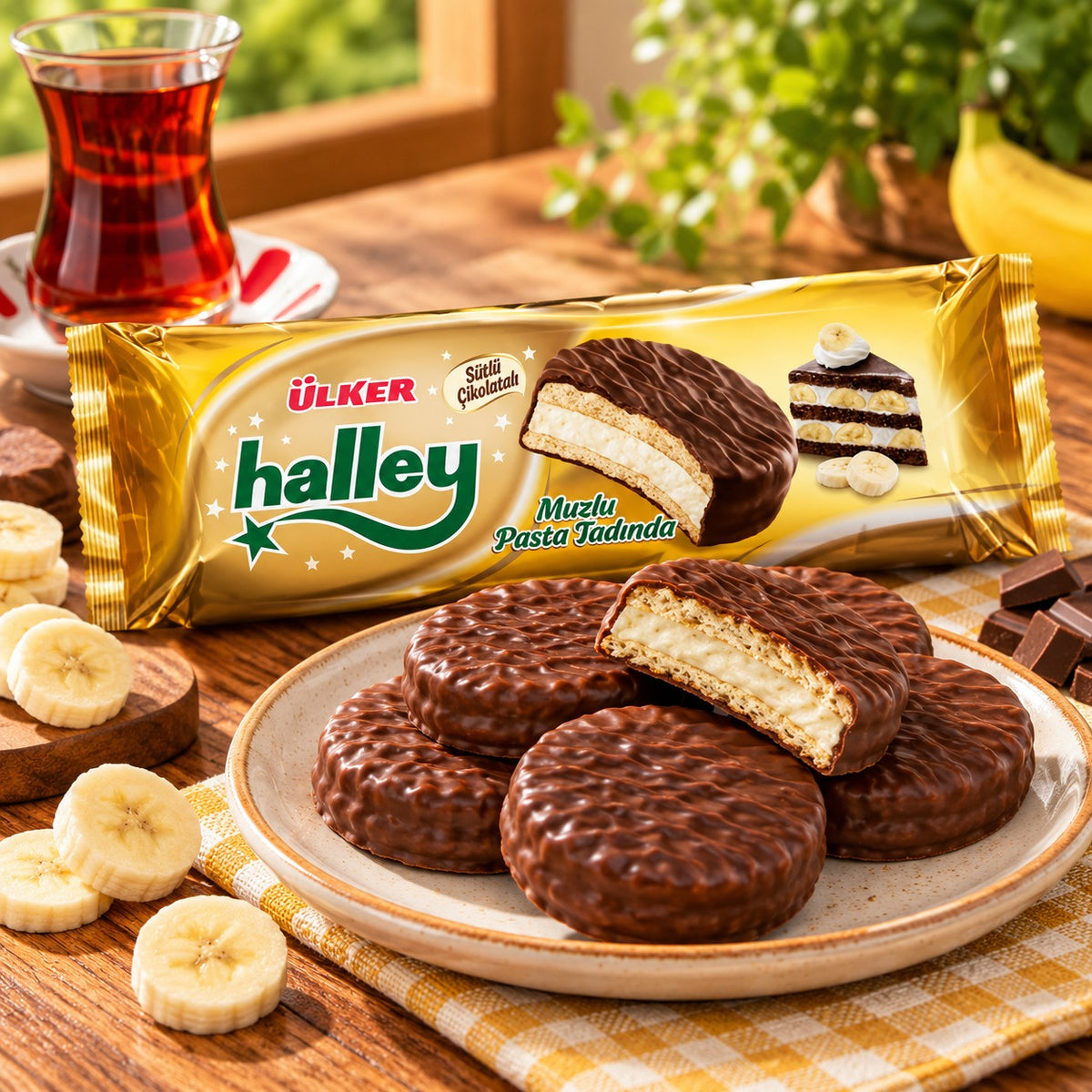 Ülker Halley alla Banana – Biscotti Ricoperti di Cioccolato 8 Pezzi 240 g